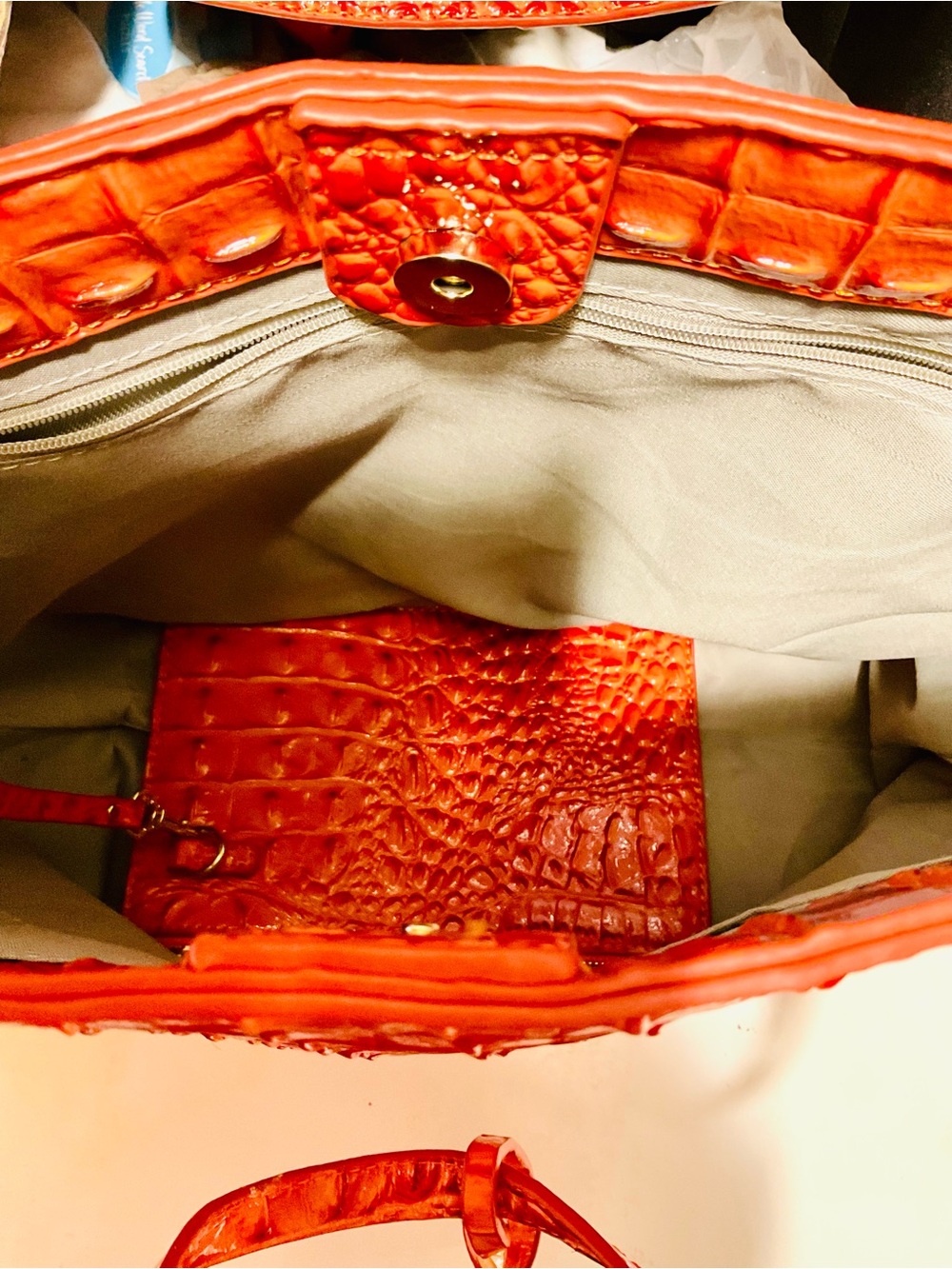 Orange Croc-Embossed Tote Bag - Women - Picture 8 of 12